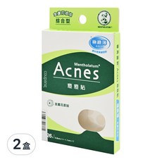 MENTHOLATUM 曼秀雷敦 Acnes 痘痘貼 金盞花 綜合型 Set, 極緻薄0.02cm, 26入, 親水性敷料, 隱形設計, 防水防汗, 26片, 2盒