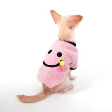 DING DONG PET 抓絨圖案印花寵物服 微笑款, 粉色的