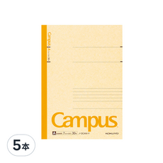 KOKUYO 國譽 Campus 橫線筆記本 B5, 日本製森林認証上質紙, 80%白色度, 黃色, 5本