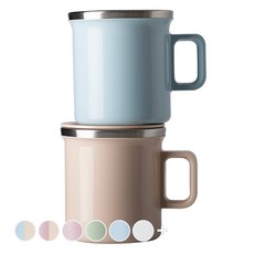 JVR 모노 스텐머그컵 360ml 2p 세트, 베이지 + 블루, 1세트 베이지, 블루, 1세트