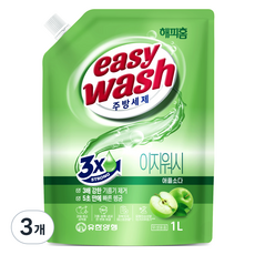 해피홈 이지워시 애플소다 리필, 1L, 3개