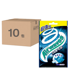 Airwaves Super極酷嗆涼無糖口香糖 超值包, 清新口氣, 極酷嗆涼, 62g, 10包