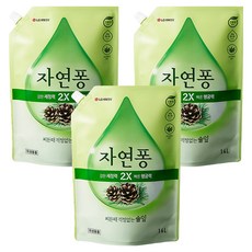 [비건라이프] 자연퐁 찌든때 걱정없는 솔잎 주방세제 파우치형, 1.18L, 3개