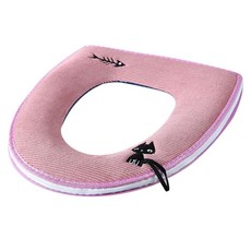 마켓감성 고양이 극세사 변기커버, 핑크, 1개