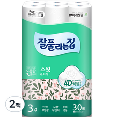 잘풀리는집 3겹 스윗 & 터치 화장지 25m, 30개입, 2개