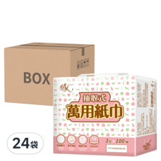 情人 抽取式萬用廚房紙巾, 3包x100抽, 單手抽取, HACCP認證, 3包, 24袋