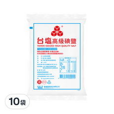 TAIYEN 台塩生技 高級碘鹽，使用濃縮海水，不添加亞鐵氰化物抗結塊劑, 1kg, 10包