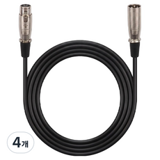 로이체 프리미엄 캐논 암수 XLR 마이크 연장 케이블, RCM-XLR2, 블랙, 4개