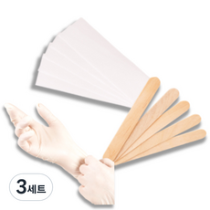 AWC 왁싱 라텍스장갑 S 5컬레 + 나무스파츌라 5p + 제모용 부직포 5p 3종, 3세트