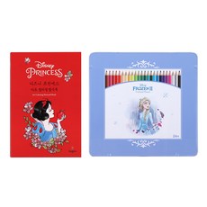 디즈니 프린세스 백설공주 컬러링 엽서북 + 겨울왕국2 색연필 세트, 24색, 1세트