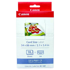 Canon 佳能 標籤貼 含墨盒 KC-18IF, 54x86 mm, 18張, 54 x 86mm, 1盒