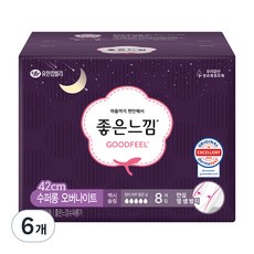 좋은느낌 오리지널 수퍼롱 생리대, 오버나이트, 8개입, 6개
