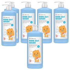 LG 生活健康 孩童用Kakao Friends聯名2合1洗髮沐浴乳 萊恩款, 1L, 6瓶