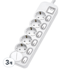 에코파워탭 LED 스위치 개별 멀티탭 6구 EPM-L306, 2.5m, 랜덤발송, 3개