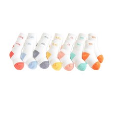 Drizzle 好滴工作室 彩虹刺繡一週襪 Set, 襪筒雙層加厚, 底部防滑設計, 彈性佳不勒腳, 7色, S號, 1組