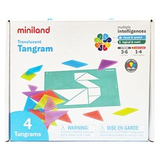 Miniland 透光百變益智七巧板, 訓練手眼協調 增進觀察力 西班牙原裝進口, 透光百變, 4人, 36片