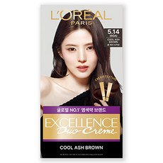 로레알파리 엑셀랑스 듀오크림 염모제, 5.14호 쿨 애쉬 브라운(6GA), 1개 5.14호 애쉬 브라운 6GA, 1개