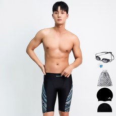 AQUATICA 男款及膝泳褲 BBF16+選手用配件組 6件組