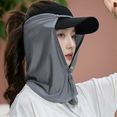 帽子防曬臉部遮陽罩, 深灰色
