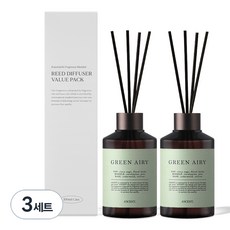 에이센트 네이처 실속형 디퓨저 200ml x 2p + 섬유스틱 10p, 그린에어리, 3세트
