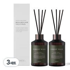 에이센트 네이처 실속형 디퓨저 200ml x 2p + 섬유스틱 10p, 포레스트워크, 3세트