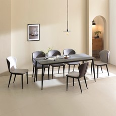 라온퍼니쳐 디네트 세라믹 6인용 식탁 + 의자 6p 세트 방문설치, 식탁(애쉬 그레이), 의자(다크그레이, 라이트 그레이)