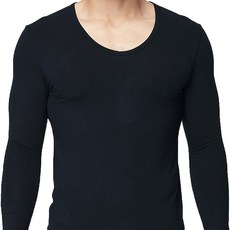 LIUKOO 煙斗 蓄熱保暖V領衫, 49%亞克力纖維, 48%聚酯纖維, 4%彈性纖維, L, 黑色, 1件