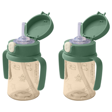 베베락 국내 제조 아이와 PPSU 원터치 빨대컵 210ml, 2개, 딥그린 2개, 딥그린