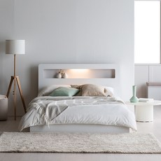 멜로우 LED 리노 서랍형 침대 + 매트리스 방문설치, 메이플 + 화이트