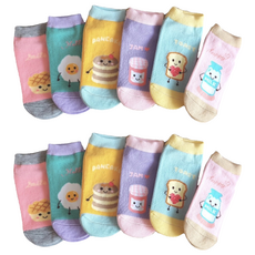 JY SOCKS 靴下屋 直版童襪 12雙, 台灣製, 襪底有止滑顆粒, 15~18cm, 美味早餐