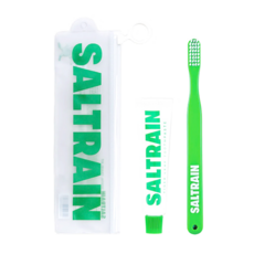 SALTRAIN 灰鹽牙膏牙刷旅行組, 牙刷x1, 30g牙膏x1, 防水收納袋x1, 1組