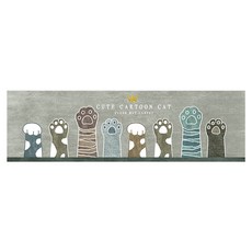 卡通貓爪廚房地墊, 40x120cm 矽藻土腳墊, 120 x 40cm, 貓爪肉球, 1張