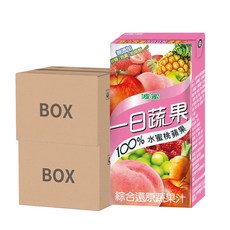 波蜜 一日蔬果 100%水蜜桃蘋果蔬果汁, 24入, 無添加砂糖、色素、防腐劑, 160ml, 48入