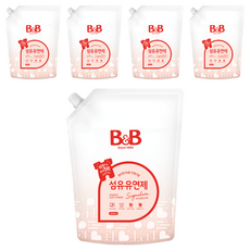 비앤비 유아 비자극 섬유유연제 자스민앤로즈향 리필형, 1.5L, 5개