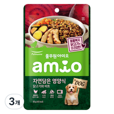 풀무원아미오 전연령 강아지 자연담은 영양식 습식사료, 닭, 50g, 3개