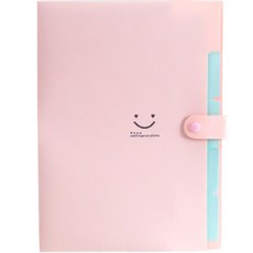 스마일리 아코디언파일 5칸 A4, 핑크, 1개