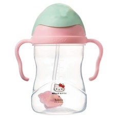 b.box Kitty 凱蒂貓防漏水杯，升級版(二代)，可愛造型，易於抓握把手，加重吸管球設計, 粉綠色, 1個