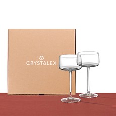 크리스탈렉스 체코 알렉시아 플랫 낮은 샴페인 와인잔 220ml x 2p 선물세트, 1세트