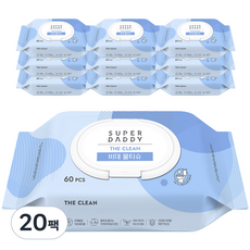 슈퍼대디 더클린 비데 물티슈 캡형, 60g, 60개입, 20개