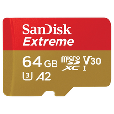 SanDisk 晟碟 紅金 Extreme Micro記憶卡 SDSQXAH-064G-GN6MN, 64GB, 1個