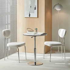 웰퍼니쳐 노엘 실버엣지 원형 LPM 테이블 + 의자2P 600 방문설치, 테이블(실버), 의자(그레이)