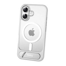 TOTU 拓途 iPhone 16 合金支架磁吸手機防摔保護殼，高透，防摔，保護, 銀色