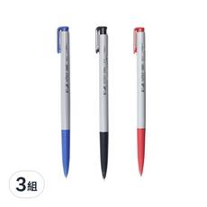 O.B. 歐布德 自動原子筆, 0.5mm碳化鎢珠, 3入, 紅色+黑色+藍色, 3組