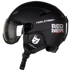 필스트리트 고급형 스키 보드 바이저 고글 헬멧, 매트블랙