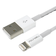 POLYWELL 寶利威爾 Type-A Lightning iPhone充電線, 1m, 白色, 1條