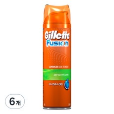 질레트 퓨젼 하이드라 센서티브 스킨 쉐이빙 젤, 195g, 6개