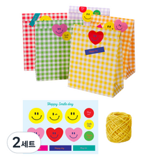 인디케이 파스텔 구디백 종이봉투 혼합 5종 x 4p + 키트 스티커 2p + 마끈 세트, 혼합색상, 2세트
