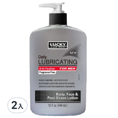 LUCKY SUPER SOFT 三效男用無香身體乳液 444ml 2入組，保濕滋潤，舒緩刮鬍後不適, 2入