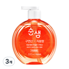 순샘 구연산 자몽 용기 세제, 500ml, 3개