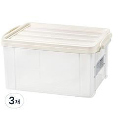 코멧 다용도 모던 수납박스 34L, 아이보리(뚜껑), 투명(몸통), 3개